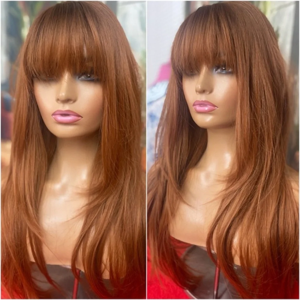 BACK IN Long ginger redhead wig with bangs